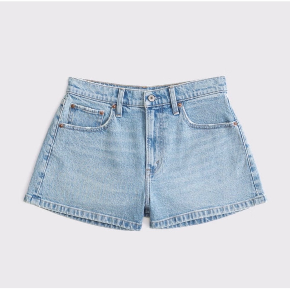 Abercrombie & Fitch Mom High Rise 4in Jeans Denim Shorts 99% Cotton Summer 28 - Picture 3 of 7